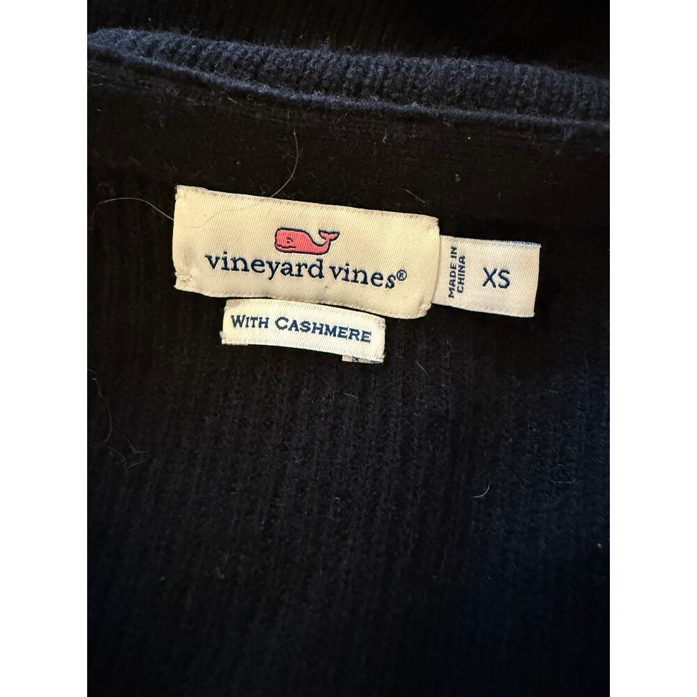 Vineyard Vines Open Front Cardigan Sweater Black Wool Cashmere XS - Picture 5 of 6
